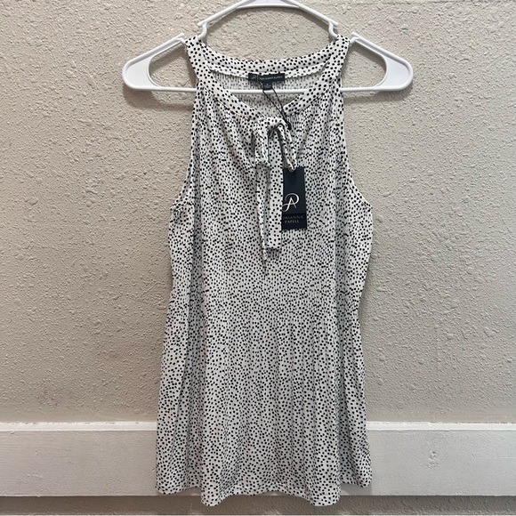 Adrianna Papell Black & White Pleated Halter Neck Top NWT Small - Picture 1 of 6